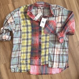 BDG Multicolor Plaid Button-Up Blouse